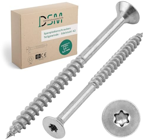 DSM – Spanplattenschrauben 4 x 80 mm – Senkkopf Torx TX25 – 50 Stück | Edelstahl A2 Holzschrauben Teilgewinde – ETA-Zulassung [TrueSpec Präzision] Universalschrauben Holzbauschrauben für OSB uvm.