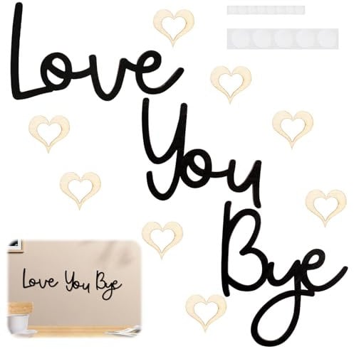 Love You Bye Wooden Sign Wall Art Love You Bye Above Door Sign Home Decor Express Emotion Unique Wooden Entryway Hallway Wall Art Express Warm for Your Family Home Decorations