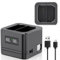 Dual Ring Battery charger/Charging Station with LED Display,Compatible with Ring Video Doorbell 2/3/4/3Plus/Spotlight Cam/Peephole/Solar Floodlight Cam,Type-C Input,Multiple Charging Options (black)