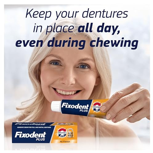 Fixodent Plus Unbeatable Bite Denture Adhesive, Flavour Free 40g (Pack of 4)