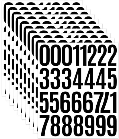 2 Inch Black Vinyl Number Stickers for Labelling, 10 Sheets Waterproof Self-Adhesive Digits 0-9 for Bin Mailbox Door Storage Use, Large Number Decals for Office Crafts Home Organisation Projects