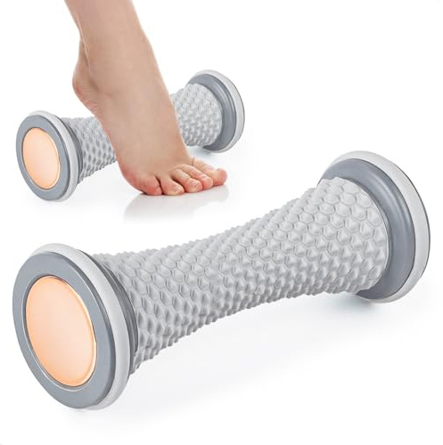 Massage Pied Rouleau Massages Baton de Massage Léger et Portable Appareil de Massages pour Pieds Jambes Dos Soulagement des Tensions à la Maison au Gym au Bureau en Voyage en Gris