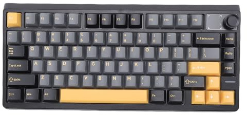 Yanmis Kabellose Mechanische Tastatur, 79 Tasten, Hintergrundbeleuchtete Mechanische Gaming-Tastatur mit knob, 2,4 GHz BT Kabelgebundene 3-Modus-Verbindung für PC Laptop (Black)