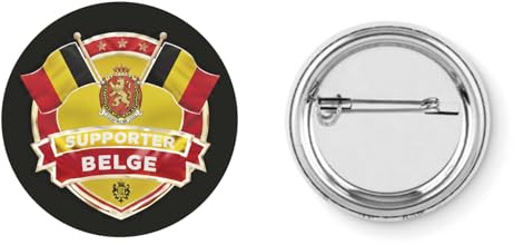 Badge broche pins SUPPORTER BELGE BELGIQUE PAYS équipe club de FOOTBALL DRAPEAU FOOT petit cadeau de noël 37mm handmade cadeau humour COUPE DU MONDE