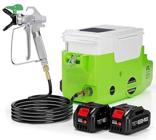 Tragbarer Rucksack-Airless-Sprüher, 500 W Hochdruck-Farbsprühmaschine, 1,7 l, schnurlose Maler-Wandspritzpistole mit 6 Geschwindigkeiten einstellbar, 2 x 5000 mAh Lithium-Batterie