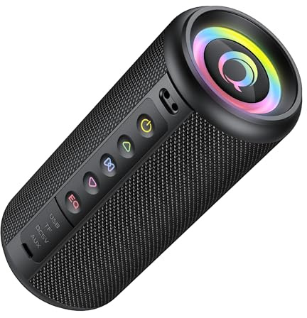 Bluetooth Lautsprecher, 2026 Musikbox Bluetooth 5.4 mit RGB Lichter, Tragbarer Lautsprecher Freisprechfunktion für Phone, 30h Akku, IP7 wasserdicht Fantastischer Sound Geeignet Outdoor/Garten/Sport