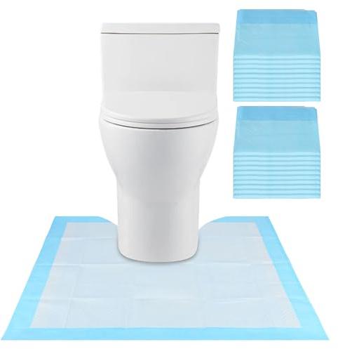 20 Pieces Disposable Toilet Mats Toilet Floor Protector from Urine U-Shape Toilet Training Rug Waterproof Non-Slip Bathroom Potty Training Mats Disposable Toilet Commode Mat for Children Adult