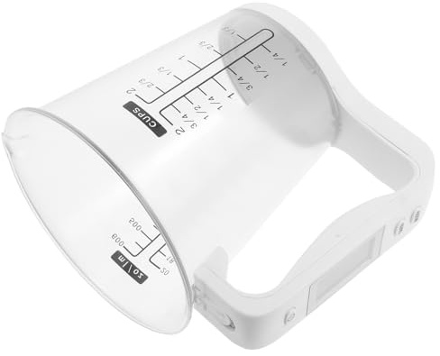 SILENRADAWN Taza Medidora Digital de Cocina en Color Blanco con Pantalla Lcd, Báscula Electrónica Multifuncional con Función de Temperatura, 16x12,5x13,5 Cm, para Medir Alimentos con