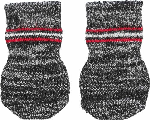TRIXIE Hundesocken L – 4,5 cm Pfotenbreite – 14 cm hoch – Anti-Rutsch-Sohle – Baumwolle mit Elasthan – bei 30 °C waschbar – grau – 19504
