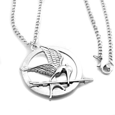 Halskette mit Kettenanhänger in Spotttölpel-Form im Design zu Die Tribute von Panem silberfarben