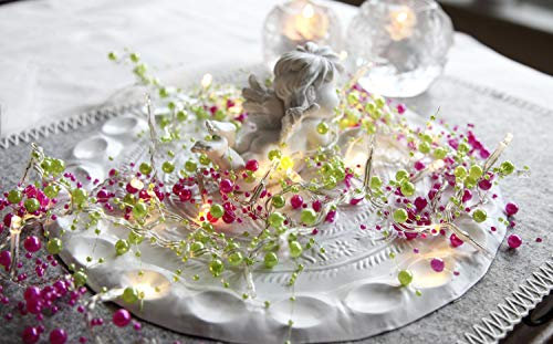 Star Trading 726-64 LED-Lichterkette Pearl Garland 20 warmwhite LED, pinkfarbene Perlen, Länge ca. 1,1 m, Timer, Batterie, Sichtkarton