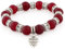 Morella Damen Armband Steinperlen mit Anhänger Eule und Zirkoniasteinen elastisch weinrot