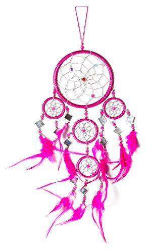 45cm x 11cm Dreamcatcher Traumfänger Spiegel Pink Glitzer Silber
