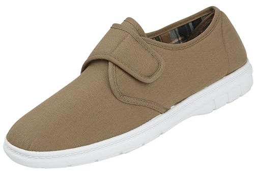 Mens Shoe Tree Kevin Wider Fitting Casual Canvas Pump Trainer Deck Shoes Loafer Taupe 7 UK