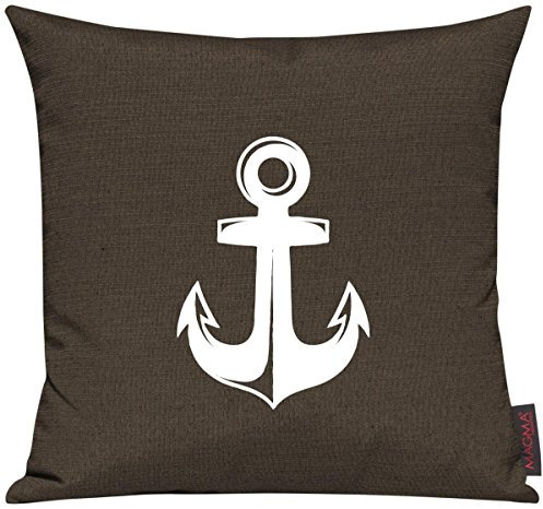 Shirtinstyle Kissenhülle Kissenbezug Sofakissen Sailing Anker Motive Maritim Urlaub Wasser See, Größe 40 x 40cm, Farbe braun