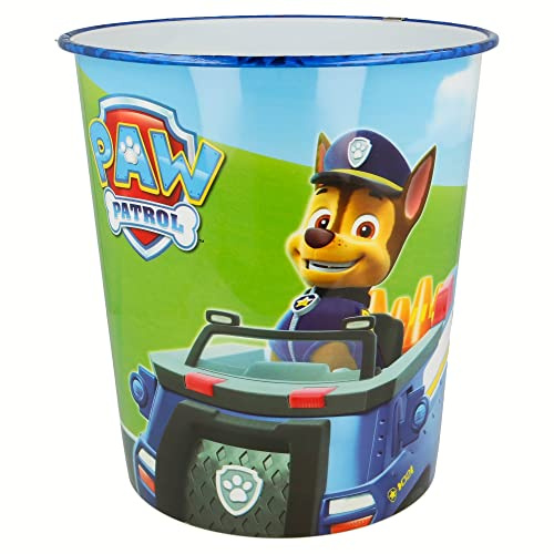 Paw Patrol Kids Waste Paper Bin for Bedroom, Playing & Study Room | Childrens Small Plastic Bucket Dustbin, Waterproof & Stain-Resistant, Open-Top Study Desk Basket | Kids Bedroom Accessories