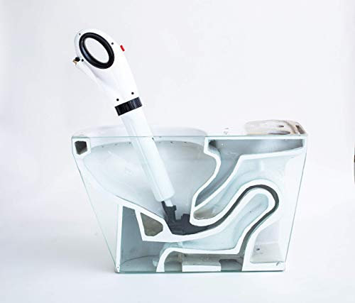 EZ Flush Toilet Plunger, Shower & Bath Tubs Sinks Air Pressured Professional Grade Removal Clog and Grease, White