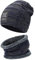Bequemer Laden Herren Winter Warm Beanie Mütze Loop Schal Set Thermo Wintermütze Strickmütze Schlauchschal Halswärmer mit Fleece Gefütterte Geschenk Männer Weihnachten, Z Dunkelblau, Einheitsgröße