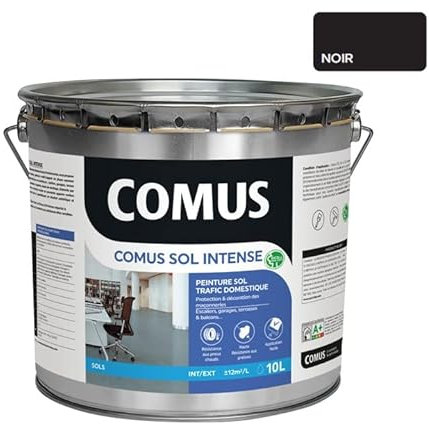 COMUS SOL INTENSE NOIR 10L Peinture sols intérieurs et extérieurs. trafic intense/professionnel