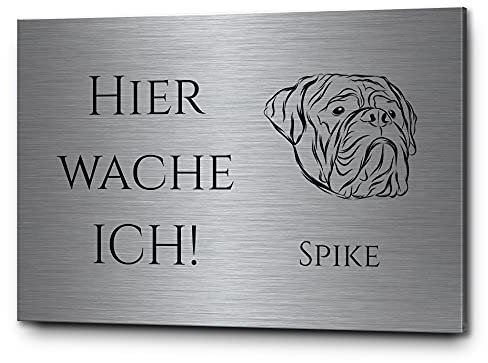 Vorsicht Hund Achtung Hund Hundeschilder Hinweisschilder Edelstahl | Verschiedene Hunderassen zB Dackel Schäferhund Chihuahua | Robuste Gravur - kein Druck