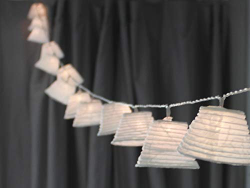 elume Guirlande Lumineuse pour Intérieur I 15 Lanternes Blanches en Papier LED Blanc Chaud I 3m de Long I Prise USB I Décoration Chambre Salon Salle de Bain