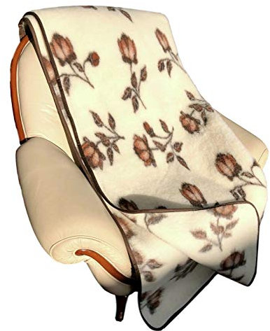 Alpenwolle Wolldecke Rosen Tagesdecke Couchdecke Sofadecke Decke Überwurf 100% Wolle (135 x 200)