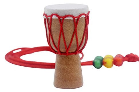 HEALLILY Afrikanische Trommel Halskette Holz Mini Djembe Percussion Anhänger Hand Trommel Bongo Instrument Geburtstag Geschenk Rote Linie