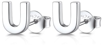 FOCALOOK Damen Ohrringe Silber 925 Buchstaben Ohrstecker Silber 925 Ohr Piercing Damenohrringe Statement Ohrringe Mädchen Ohrschmuck Accessoire für Geburtstag