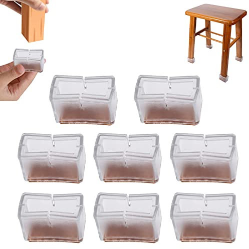 Lot De 8 Protection Pied De Chaise, Patins Rectangulaires en Silicone Tampon Chaise, Protection Coin De Table Embout De Chaise, Protege Pied De Table pour Pieds De Chaise Et De Table