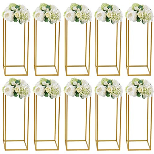 Futchoy - 10 espositori a colonna per fiori, in metallo dorato, accessori scenici, supporto per fiori rimovibile, per vasi geometrici, per feste di matrimonio