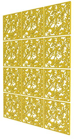 12 Pcs Sichtschutz Raumteiler Haengend - 121x161.5cm - Gelb Raumtrenner Sichtschutz Blütenblatt Trennwand Raumteiler für Küche, Büro, Speisekammer, Badezimmer, Schrank