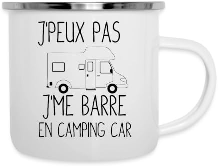 J'Peux Pas J'Me Barre en Camping-Car Humoristique Mug Camping Émaillée