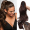 SEGO 45cm Pferdeschwanz Haarverlängerung Ponytail Haarteil Zopf Clip in Extensions Voluminös Claw on Synthetik Haare Gewellt Mittel braun