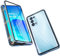 CHENYING Hülle kompatibel für Oppo Reno 6 Pro 5G Handyhülle, Case, Metallrahmen 360 Grad Full Body Schutzhülle Vorne und Hinten Transparent Hülle Gehärtetem Glas Schutz Cover,Blau