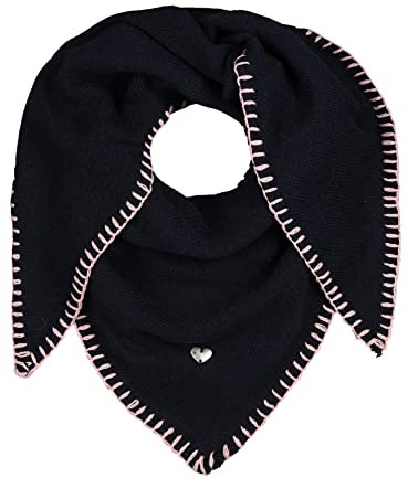 Zwillingsherz Dreieckstuch Stola Schal aus Kaschmir und Wolle für Kids Mädchen Jungen Kinder - Hochwertiges Cashmere Halstuch mit Neon Rand Pink - Multifunktionstuch für Sommer Herbst Winter