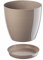 Plant Pot Flower 20 Colours 9 sizes Gloss Plastic Plant Pots Planter Saucer Tray Deco (28 cm/ 11 inch, Beige)