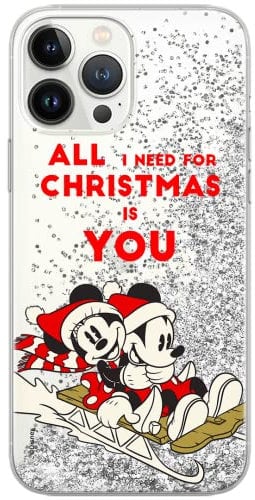 ERT GROUP mobile phone case for Apple Iphone 13 PRO MAX original and officially Licensed Disney pattern Mickey & Minnie 015 optimally adapted to the mobile phone, with glitter overflow effect