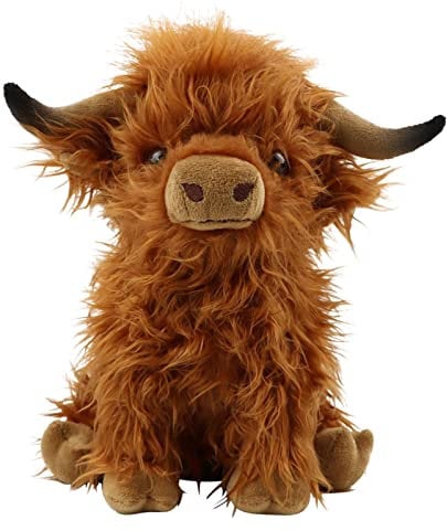 Sharplace Hochlandkuh 25 cm, Soft Toy Animals Hochlandrind realistisches Kuscheltier Kuh Toy Highland Cow Plüschtier Stofftier Plüsch Spielzeug für Kinder Party Geburtstag Weihnachten Geschenke, Braun