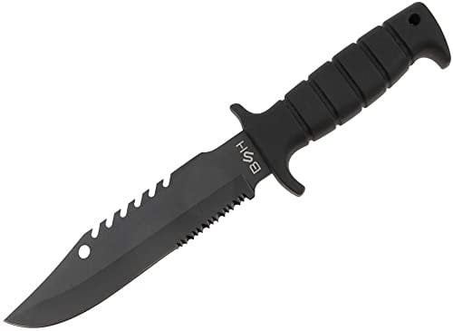 BSH Adventure Outdoor Messer Survival mit Holster - Clip Point Jagdmesser Feststehende Klinge - Bushcraft Messer Outdoor