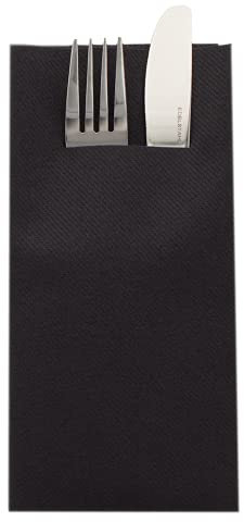 Besteckserviette aus GMIAir, Ideal für private Feiern und Gastronomie, 40 x 40 cm, 1/8 Falz, 75 Stück, Farbe schwarz
