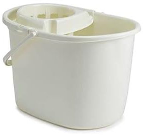 Mop Floor Cleaning Bucket with Wringer Durable Plastic Detachable Strainer With Handle For Easy Carrying-Volume: 15 Liter-Colors: Grey, Black, Cream. (Cream)