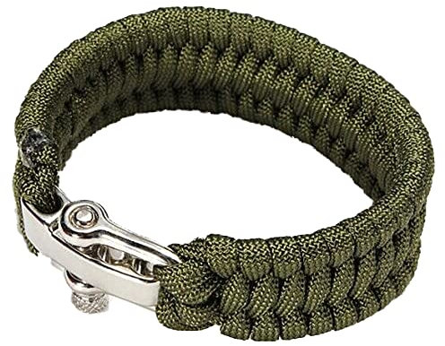 SEIWEI Pulsera de supervivencia de paracaídas, pulsera tejida con cuerda de paracaídas con hebilla de acero inoxidable ajustable para camping, navegación y senderismo (rojo