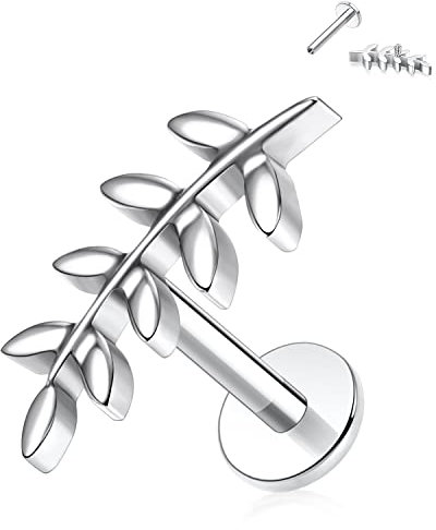 hengkaixuan 16G Labret Schmuck Innengewinde Titan Labret Ohrstecker Flatback Ohrringe Blatt Lippen Ohrstecker Tragus Piercing Schmuck 6mm Monroe Medusa Helix Ohrstecker Lobe Knorpel Conch Ohrringe