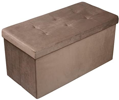 HomeHarmony® Velvet Folding Storage Bench Ottoman Footrest Seat Toy Box Storage Chest (Mink, Large)