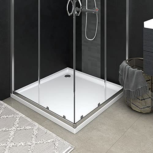 ZEYUAN Plato de Ducha, Cabina De Ducha, Borde Plato Ducha, Antideslizante Ducha, Mampara Plato De Ducha, Cuadrado de ABS Negro 90x90 cm