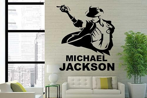 Wandtattoo Wandaufkleber Porträt aus Markenfolien geplottert, 30 Farben 5 Größen Michael Jackson wph38 (Größe 5: 100 x 105 cm, Weitere Farbe per Nachricht)