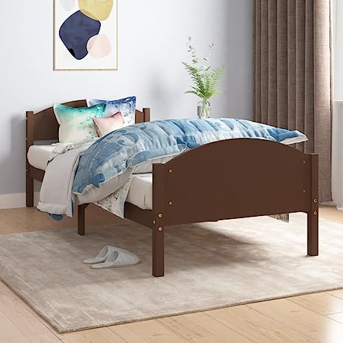 vidaXL Kiefer Massivholzbett mit Lattenrost Bettgestell Bett Holzbett Einzelbett Bettrahmen Schlafzimmerbett Schlafzimmermöbel Dunkelbraun 100x200cm
