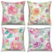 ASDCXZ Kissenbezug 40x40 cm 4er Set, Aquarell Rose Lila Gelb Blumen Grün Blätter Sofa Dekokissen Kissenbezüge Kissenhülle Waschbar Polyester Flachs Textil Outdoor Kopfkissenbezug Kissen Bezug