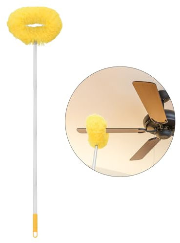 PATIKIL Nettoyeur de Ventilateur de Plafond 12,9 à 47,2 Plumeau en Microfibre avec Manche Extensible Outil Nettoyage des Pales de Ventilateur Amovible et Lavable pour Meubles, Jaune