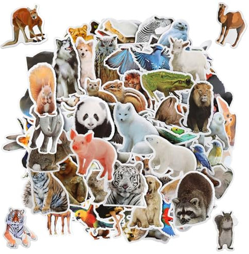 DAJISI 200 Stück Sticker Tiere, Sticker Kinder Realistische Tierformen Aufkleber Kinder Farbig Aufkleber Spülmaschinenfest für Wasserflaschen Scrapbooking Partyzubehör